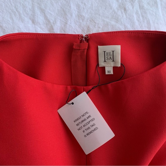 NWT Helsa Parasol Ribbon Bow Long Sleeve Mini Dress Lipstick Red - Picture 11 of 14